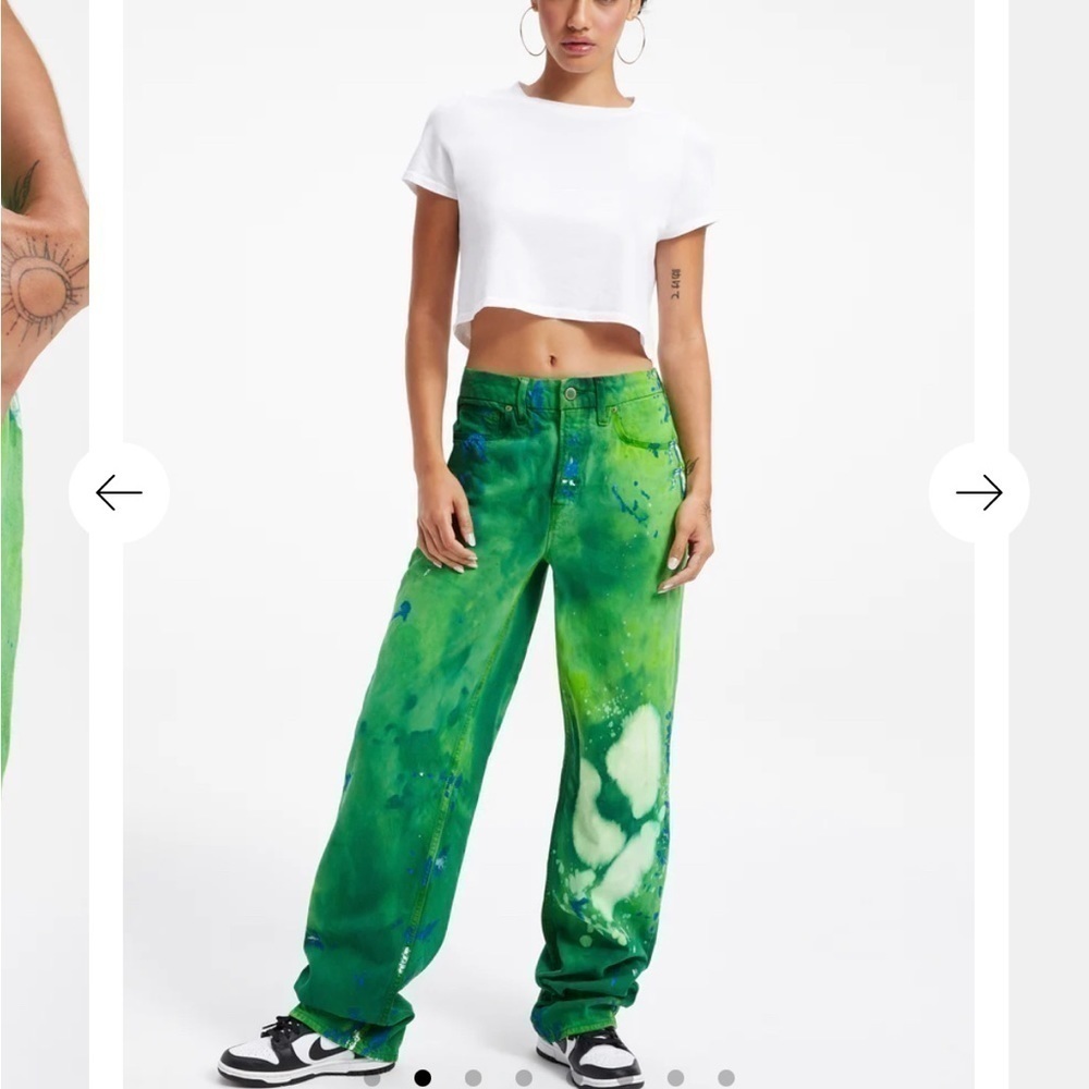 Good American Good 90s Summer Green Tie Dye Jeans